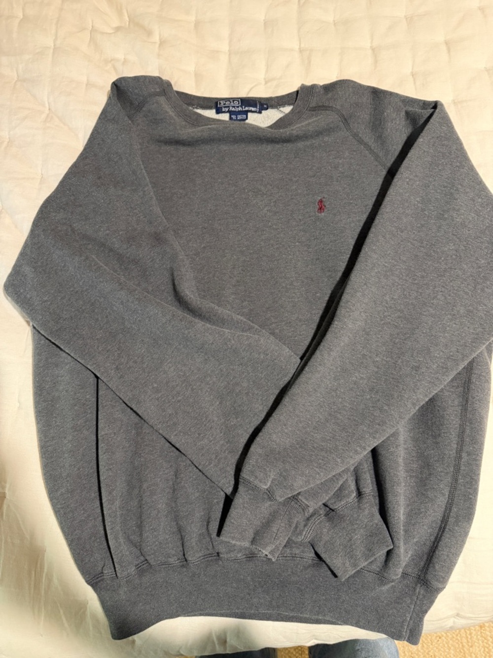 Ralph Lauren Men's Charcoal Crewneck Sweater with Polo Pony Logo